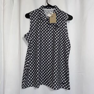 Disney Aulani Nike Golf Polo Shirt Womens Large Dri-Fit Stretch Black White NWT